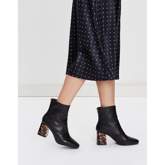Sol Sana Shoes - NWT Sol Sana Cecile Bootie Black Leather Ankle Boot Tortoise Heel 40 / 10